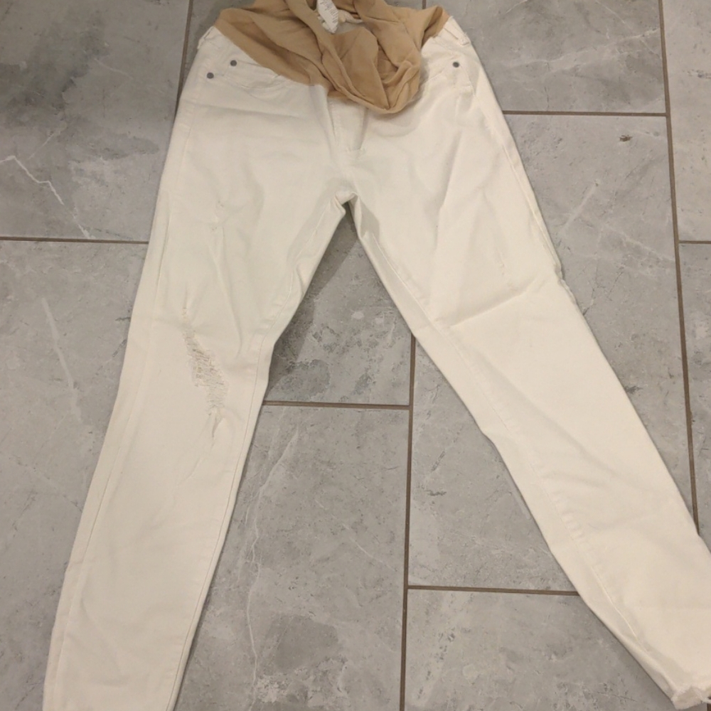 Articles of society maternity white jeans
